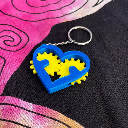 Heart Gear Fidget Keychains